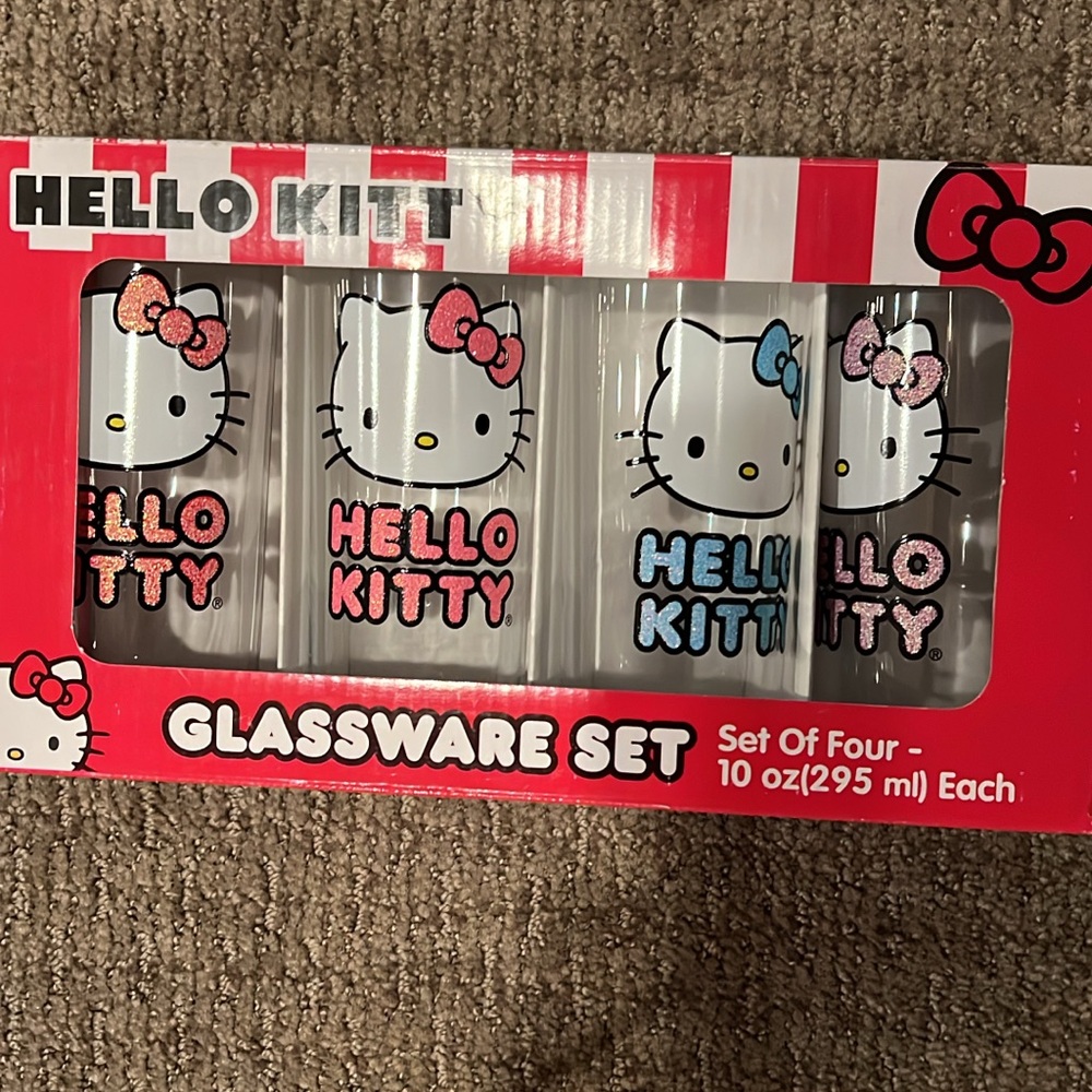 Hello Kitty Glassware Set - Red, Pink, Blue